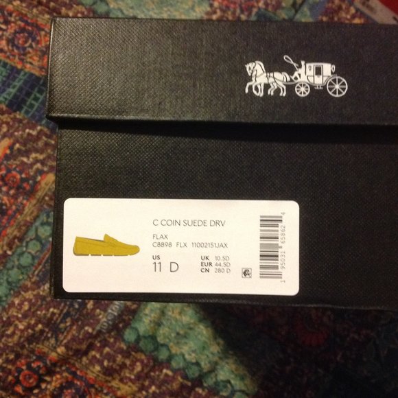 Coach Men's Signature Coin Flax(Light Yellow) Suede Drivers - 11D - New in Box - Picture 11 of 12